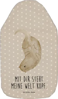 Produktbild von Mr. & Mrs. Panda Wärmflasche Otter Kopfüber - Grau Pastell - Geschenk, Verliebt, heißwasserbeutel, Niedlich, Verknallt, Wärmflaschen, mit Bezug, Wärmekissen, Liebe