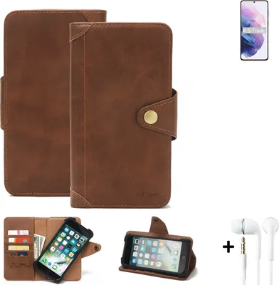 Produktbild von K-S-Trade Handyhülle Schutzhülle kompatibel mit Samsung Galaxy S21+ 5G SD888  Walletcase Bookstyle Schutz Case Hülle Wallet Flipcase Cover PolyurethanBraun