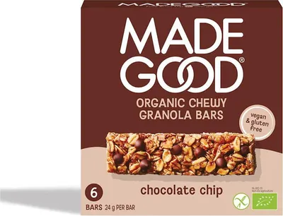 BATONIKI GRANOLA CRUNCHY Z CZEKOLADĄ BEZGLUTENOWE BIO (6 x 24 g) 144 g - MADEGOOD