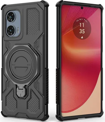 Obrázek produktu pro Odolný kryt na mobil pro Motorola Edge 50 Fusion, robustní pouzdro s prstenovým stojánkem, magnetický držák a stojánkem Černý