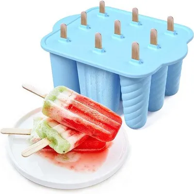 Produktbild von Silikonische Eisformen - Eisformen - Eiswürfel - Wasser-Eisformen - DIY Eisformen - Silikonische Eisformen - Wasser-Eisformen - Eisform - Herstellbare Eiswaffel-Formen Set - Silikonisch - 9 Stück - Blau