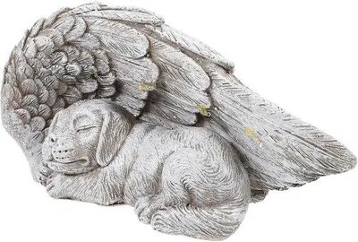 Produktbild von Hausdienst Gedenkstein Schlafender Hund Engelenvogel Statue Hausdienst Trauer Sympathie Grabstein Trauer Hund Erinnerungssympathie Geschenk Für Garten Garten Hund