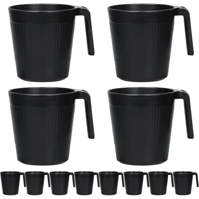 Produktbild von Trinkbecher mit Henkel 500 ml 8er Set Schwarz wiederverwendbar spülmaschinenfest mikrowellengeeignet