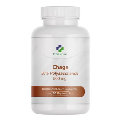 Produktbild von Chaga Pilz Extrakt – 500 mg – 60 Kapseln – Hochdosiert mit 30 % Polysacchariden – Chaga Pilz Kapseln – Natürliches Nahrungsergänzungsmittel