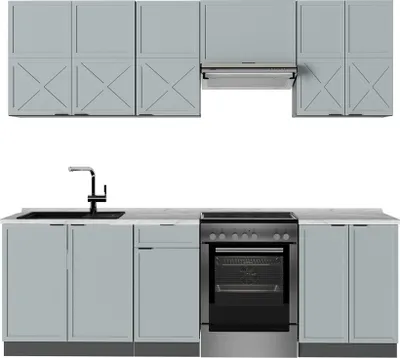 Produktbild von Küchenzeile Vicco Fame-Line Hellblau-grau/Anthrazit 240 cm ohne Arbeitsplatte, Model 51144