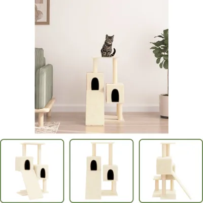 Image de The Living Store Arbre à chat avec colonnes à griffer en sisal Crème 82 cm
