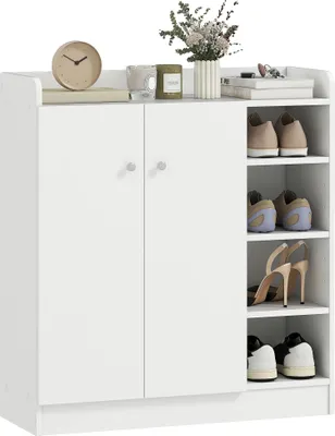 Obrázek produktu pro Botník, dřevěný, šířka 80 cm, hloubka 30 cm, výška 90 cm, pojme až 12 párů bot
