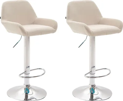 Produktbild von CLP 2er Set Barhocker Braga Stoff drehbar und höhenverstellbar creme Gestell Farbe chrom