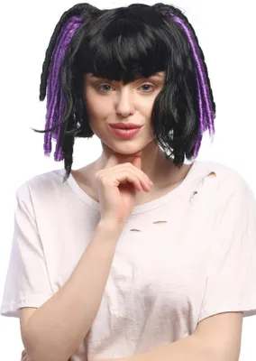 Produktbild von WIG ME UP Perücke Zöpfe Schwarz Violett Cosplay 3160-P103-P08A