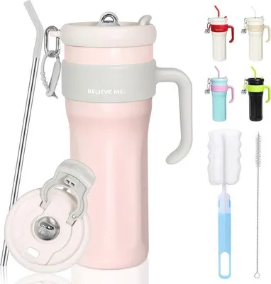 Obrázek produktu pro Termoska 2 v 1 na cesty, 1250 ml, nerezová ocel, izolovaná, s rukojetí, červená
