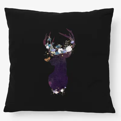 Produktbild von Huuraa Kissen Hirsch Silhouette 40x40cm mit Füllung Black Baumwolle Dekokissen Geschenkidee