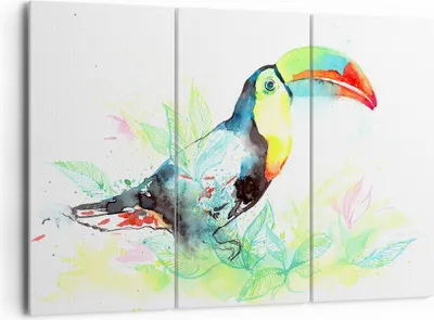 Produktbild von Bild auf Leinwand - Leinwandbild - Vogel Toucan Neugier wild - 165x110cm - Wand Bild - Wanddeko - Leinwanddruck - Bilder - Kunstdruck - Wanddekoration - Leinwand bilder - Wandkunst - CE165x110-2991