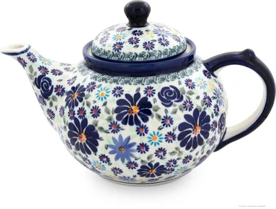 Produktbild von Bunzlauer Keramik 1,25L Teekanne – Klassische, rundliche Form mit elegant geschwungenem Ausguss, Nachbildung DU126