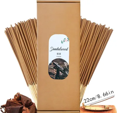 Räucherstäbchen Sandelholz 100 Stk. 22 cm, natürlich, für Meditation & Yoga