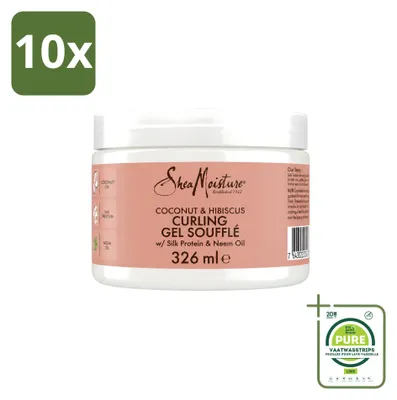 Zdjęcie produktu dla 10 sztuk żelu modelującego do kręconych włosów Shea Moisture Coconut & Hibiscus, w formie lekkiego musu - 326 ml - opakowanie zbiorcze