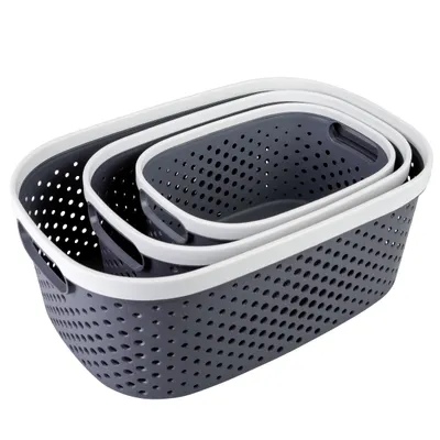 Produktbild von Korb-Set, 3-teilig, Kunststoff, grau