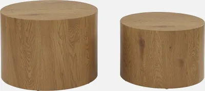 Produktbild von sweeek - 2er-Set runde Couchtische mit Eichenholz-Look - Natur