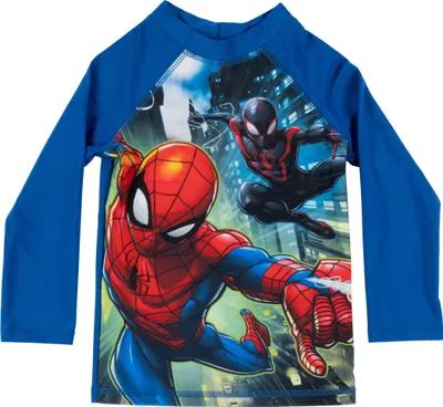 Produktbild von Marvel Spiderman Schwimmshirt UV-Schutz 50 für Jungen - Kinder Langarm Badeshirt Shirt Badebekleidung Blau 110-116