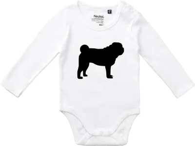 Produktbild von Huuraa Baby Body Mops Silhouette 80 White Baumwolle Fairtrade Langarmbody Geschenkidee