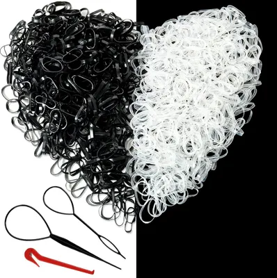 Produktbild von Mini Haargummis Set 1000 Stück Schwarz Transparent Elastisch Kinder Dreadlocks Flechthilfe