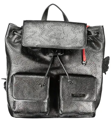 Produktbild von Stilvoller Damen Rucksack Schwarz mit Kontrastdetails und Taschen