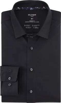 Produktbild von Olymp Luxor 24/Seven Hemd schwarz einfarbig Flex Jersey