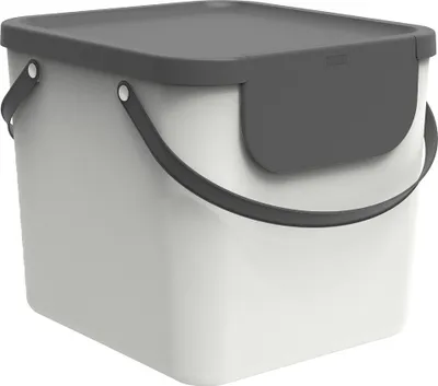 Produktbild von Rotho Mülltrennsystem 40L Albula - Mülleimer 40,0 x 35,8 x 34,0 cm - Abfalleimer Kunststoff mit Griffen - Müllbehälter mit Deckel und Aufklebern