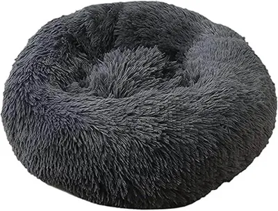 Produktbild von Hundebett Katzenbett 50 x 50 cm, Haustierbett für kleine Hunde und Katzen, rundes Donut-Plüsch-Kuschelbett, Hundebett, Katzenbett, waschbar, flauschig