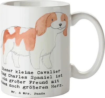 Produktbild von Mr. & Mrs. Panda Becher Cavalier King Charles Spaniel - Weiß - Geschenk, Teetasse, Kaffeetasse, Keramiktasse, Kaffeebecher, Hunderasse, liebevoller Charakter, Hunde