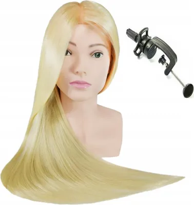 Zdjęcie produktu dla Główka treningowa z popiersiem Ula 70 cm blond, włos termiczny + uchwyt, fryzjerska do czesania, głowa do ćwiczeń