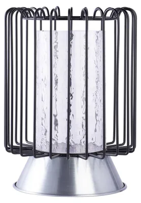 Image de Lanterne décorative Malibu en métal noir et verre martelé