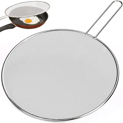 Produktbild von Spritzschutz aus Edelstahl, 33 cm, mit Griff, für die Küche
