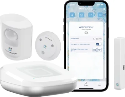 Produktbild von HOMEMATIC IP Starterset Alarm Sicherheitssystem mit Bewegungsmelder, Tür-/Fensterkontakt und Sirene