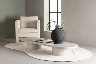 Produktbild von Couchtisch MONZA Sofa Tisch 190x60x25cm - Wohnzimmertisch in beige Marmor Optik