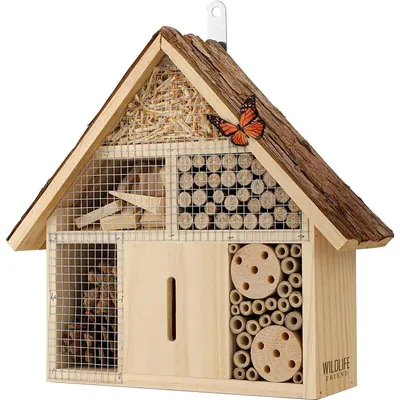 Zdjęcie produktu dla WILDLIFE FRIEND Hotel dla owadów XXL, stojący, 76 cm, z metalowym dachem – towar z drugiej ręki, stan bardzo dobry