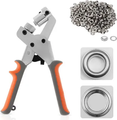Produktbild von Profi Ösenzange Set mit 100 Ösen inklusive - Ösen-Set (Ø 10.5mm) I Magnetische Ösenpresse I Ösenstanze für Stoffe, Planen und Sonnensegeln (Ösenzange neue Version)