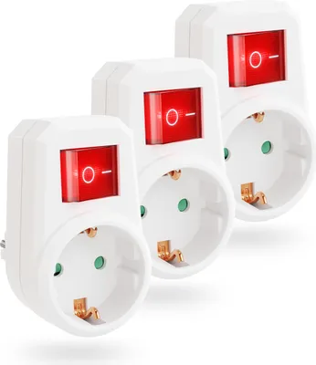 Obrázok produktu pre greate 3x prepínateľná zásuvka s vypínačom 1gang - vypínač zásuvky Schuko, adaptér zástrčky s vypínačom