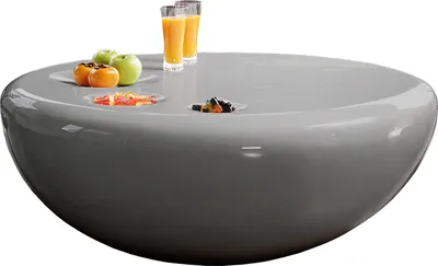 Produktbild von SalesFever Couchtisch Ø 100 cm rund | Hochglanz lackiert | Fiberglas | B 100 x T 100 x H 38 cm | grau