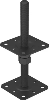 Produktbild von GRUNDLINE Stützenfuß Pfostenträger, höhenverstelbar zum Aufschrauben - PSR M20 Schwarz M20 130x250x3,0