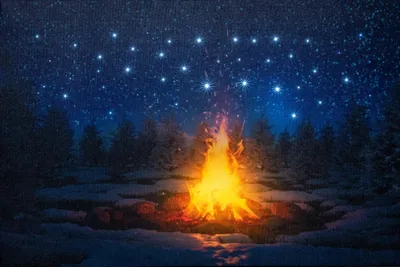 Productafbeelding van Led Indoor Canvas 38 x 58 cm Fire Led + 42 Fiber Optic Sta Anna's Collection