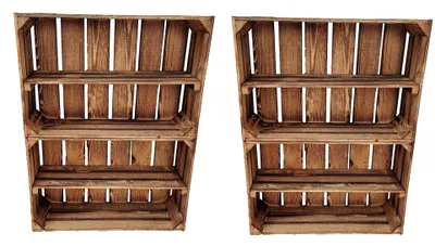 Produktbild von 4er Holzkisten mit langem Regal, 60x40x20 cm, Aufbewahrung und Dekoration für Zuhause in Geflammte Farbe