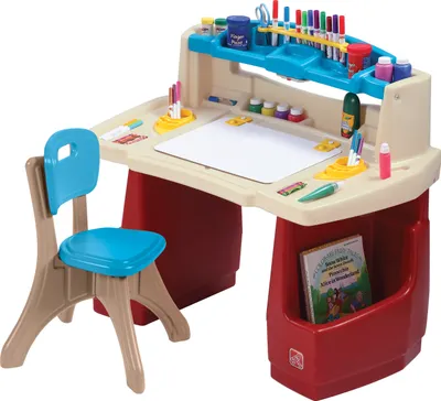 Produktbild von Step2 Deluxe Art Master Schreibtisch & Stuhl für Kinder | Kreativitätstisch aus Kunststoff mit Stauraum
