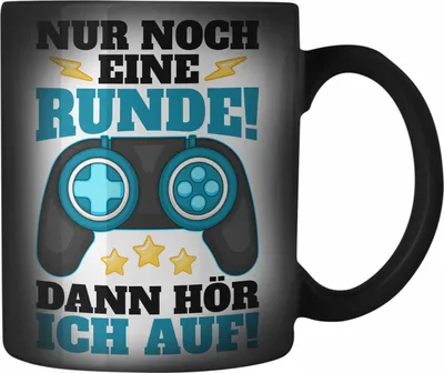 Produktbild von Trendation - Gamer Farbwechsel Zauber-Tasse Geschenk Jungen Zocker Mitbringsel Männer Farbwechsel Zauber-Tassen Zocken Gaming Geschenkideen Kinder PC Zubehör Spruch Lustig (Schwarz)
