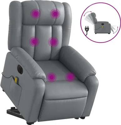 Obrázek produktu pro vidaXL Masážní křeslo se stojánkem elektrické šedé Imitace kůže