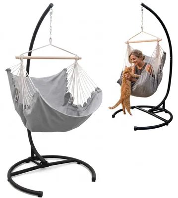 Produktbild von XL Hängesessel mit Gestell Outdoor - 210cm Hängestuhl Ständer mit Relaxsessel, KI-generiertes Bild