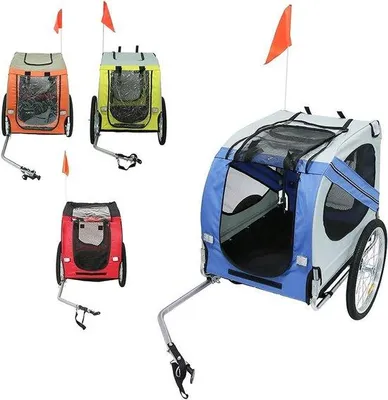 Imagen del producto de Remolque para perros: remolque plegable para perros, transporte seguro, tela Oxford impermeable, máximo 40 kg, color rojo y negro