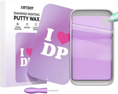 Produktbild von Diamantschilderwas für Erwachsene, 16,7 x 8,9 cm, paars, inkl. Werkzeug und Schmuckkästchen
