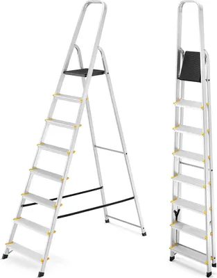 Zdjęcie produktu dla Drabina aluminiowa domowa jednostronna profesjonalna HIGHER 8 stopni 150 kg PRO EN-131