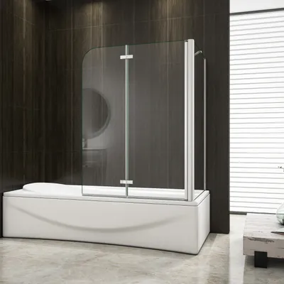 Produktbild von Badewannenaufsatz Faltwand 100x140cm Duschabtrennung Duschwand für Badewanne 2-teilig mit 75x140cm Seitewand