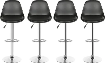 Produktbild von 4er set Barhocker aus Kunstleder,Barstuhl Tresenhocker höhenverstellbar Schwarz